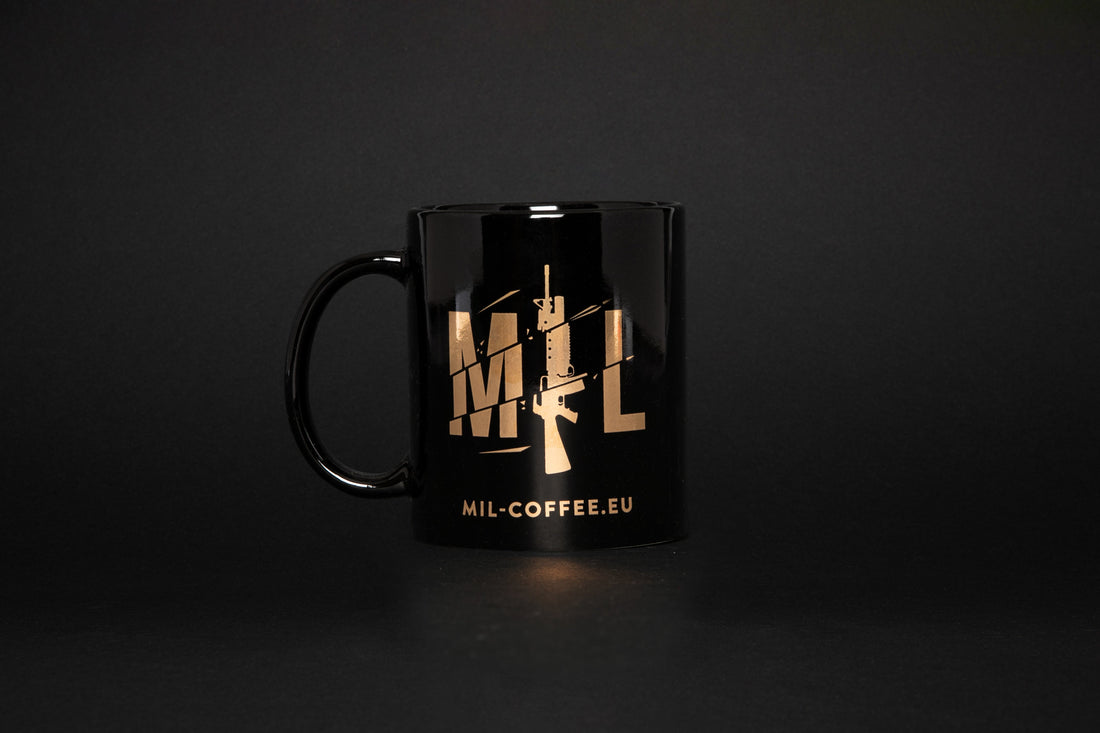 Mil-Coffee black gold mug