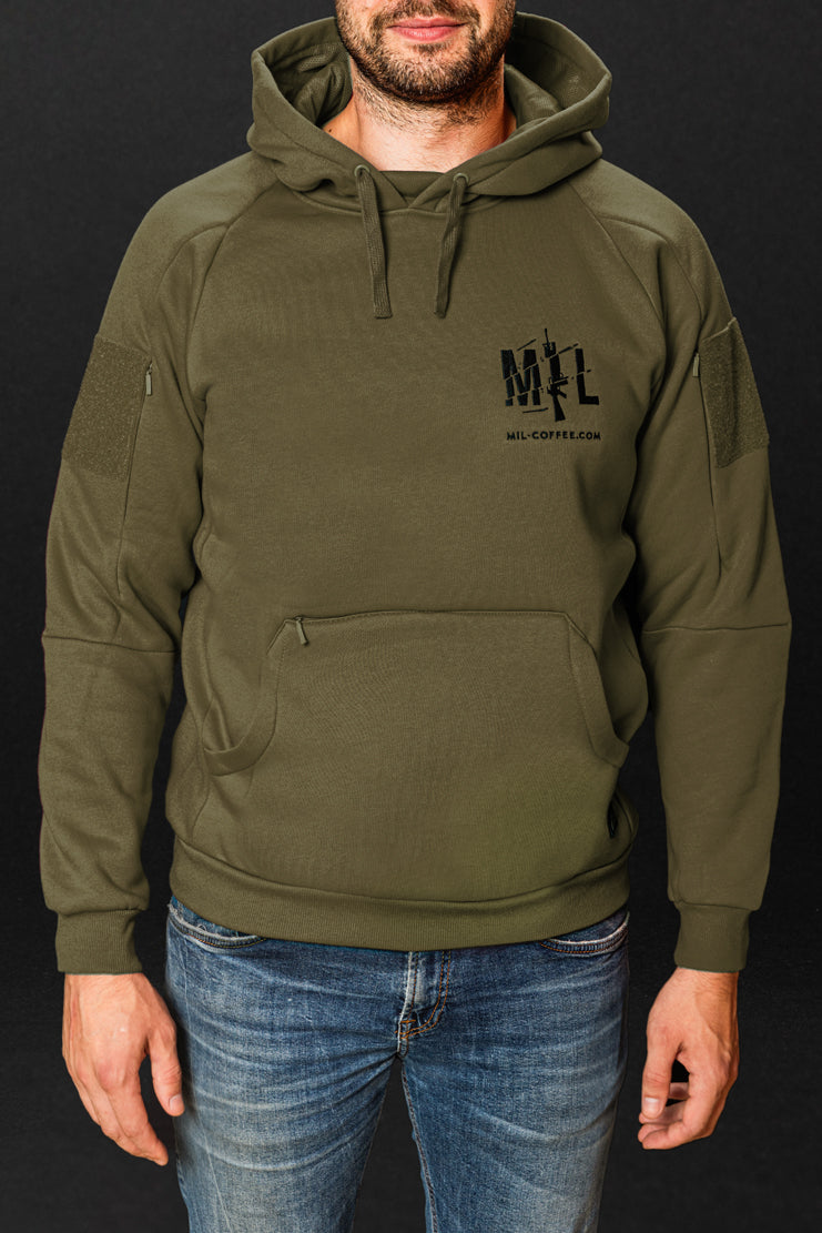 Mil-Coffee hoodie olive front