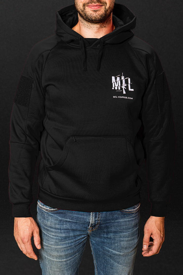 Mil-Coffee hoodie black front
