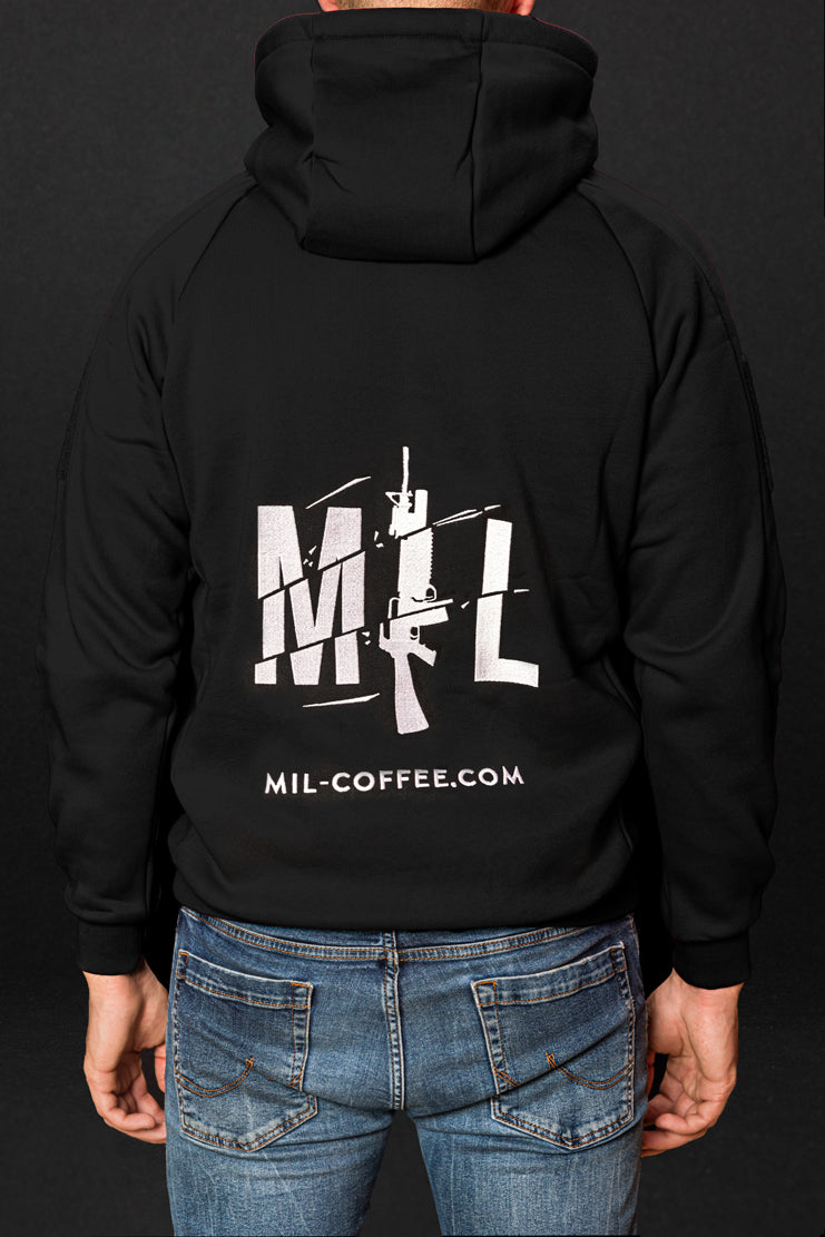 Mil-Coffee hoodie black back